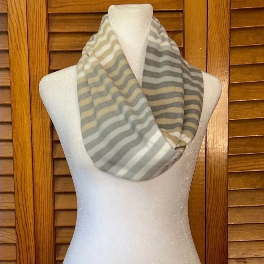 Striped Beige and Gray Women's Scarf